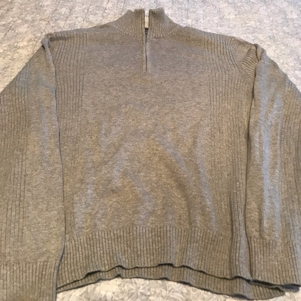 Calvin Klein Men’s Grey Ribbed Quarter Zip Sweater L